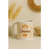Mafett Custom Mug Name Boho Style Ceramic Cup Perfect Gift for Her or Him in White