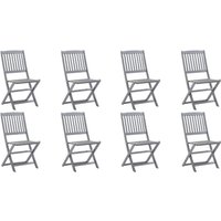 Berkfield Home Folding Outdoor Chairs 8 pcs Solid Acacia Wood in Grey