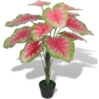 Berkfield Home Artificial Caladium Plant with Pot 85 cm Green & Red