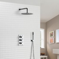 Calla Concealed Slim Overhead Shower Head 3 Dial Thermostatic Valve & Pencil Handset