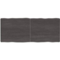 Berkfield Home Table Top Dark Grey 120x50x(2-6) cm Treated Solid Wood Live Edge in Brown