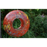 Sienna Glass Hanging Bird Feeder Red