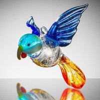 Sienna Glass Large Hanging Bird Parrot Blue & Orange