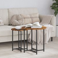 Berkfield Home Side Table Set of 2 - Smoked Oak & Metal in Brown