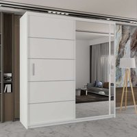 Sliding Wardrobes 4U Modern Double Sliding Wardrobe with LED Light W120cm x H217cm x D62cm in White