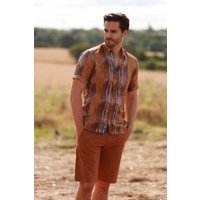 Linen Paint Brush Strokes Short Sleeve