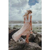 UK Flower Girl Boutique Girl's Bohemian Serendipity Dress in Beige | Size: 3-4 Years