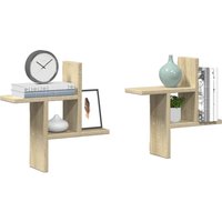 Berkfield Home Wall Shelves 2 pcs Sonoma Oak 38x12x38 cm Engineered Wood in Brown | Size: 38 x 12 x 38 cm