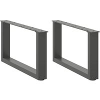 Berkfield Home Coffee Table Legs U-Shaped 2 pcs Anthracite 60x(30-31) cm Steel in Black