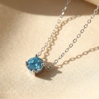 Harfi Women's Aquamarine Moissanite Crystal Sterling Silver Necklace in Blue | Size: 18 inches