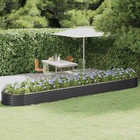 Berkfield Home Garden Raised Bed Powder-coated Steel 507x100x36 cm Anthracite in Black | Size: 507 x 100 x 36 cm