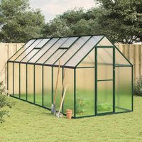 Berkfield Home Greenhouse with Base Frame Green 445x169x195 cm Aluminium | Size: 445 x 169 x 195 cm