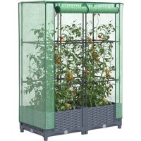 Berkfield Home Raised Bed with Greenhouse Cover Rattan Look 80x40x123 cm in Black | Size: 80 x 40 x 123 cm