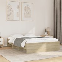 Berkfield Home Bed Frame without Mattress Sonoma Oak 135x190 cm Double Engineered Wood in Brown