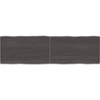 Berkfield Home Table Top Dark Grey 140x40x(2-6) cm Treated Solid Wood Live Edge in Brown