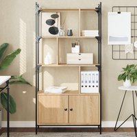 Berkfield Home Bookcase with Doors Sonoma Oak 76.5x30x154.5 cm Engineered Wood in Brown