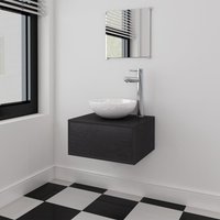 Berkfield Home Four Piece Bathroom Furniture Set with Basin with Tap Black