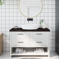 Berkfield Home Bathroom Countertop Dark Brown 120x60x(2-6) cm Treated Solid Wood in Grey