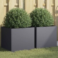 Berkfield Home Planters 2 pcs Anthracite 42x40x39 cm Steel in Black | Size: 42 x 40 x 39 cm
