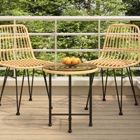 Berkfield Home Dining Table Ø50 cm Tempered Glass & Steel in Brown