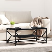 Berkfield Home Coffee Table with Shelf Black Oak 90x50x40 cm Engineered Wood | Size: 90 x 50 x 40 cm