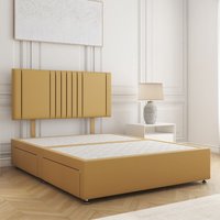 BSSPOKE Monaco Divan Bed Plush 24"Headboard 2Drawers Same Side & No Mattress in Mustard | Size: Super King