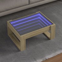 Berkfield Home Coffee Table with Infinity LED Sonoma Oak 70x53x30 cm in Brown | Size: 70 x 53 x 30 cm