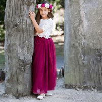 UK Flower Girl Boutique Girl's Felicity Couture Flower Girl Set - Burgundy | Size: 6-12 m