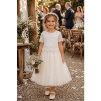 UK Flower Girl Boutique Girl's Felicity Couture - Ivory Cream | Size: 1-2 Years