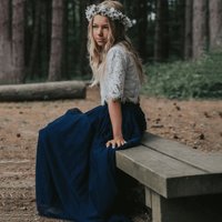 UK Flower Girl Boutique Girl's Felicity Couture Flower Girl Set - Navy Blue | Size: 3-4 Years