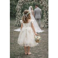 UK Flower Girl Boutique Girl's Enchanted Angel Dress - Embroidered White | Size: 6-12 m