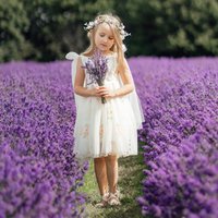 UK Flower Girl Boutique Girl's Enchanted Angel Dress - Embroidered Ivory Tulle | Size: 6-12 m