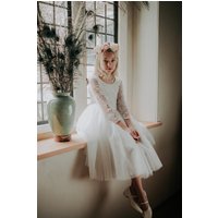UK Flower Girl Boutique Girl's Bohemian Classic Tea Dress - White | Size: 1-2 Years