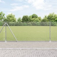 Berkfield Home Welded Wire Fence with 13 Flanged Posts 0.8x50 m Galvanised Steel in Grey