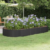 Berkfield Home Garden Raised Bed Powder-coated Steel 296x140x36 cm Anthracite in Black | Size: 296 x 140 x 36 cm