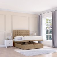 Alabama Naples Fabric Ottoman Bed End Opening Sprung Memory Mattress & 26 Inch strut Headboard Light Double