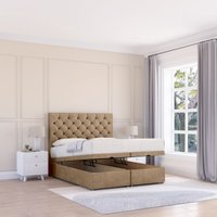 Mayfair Naples Fabric Ottoman Bed End Opening Sprung Memory Mattress & 26 Inch strut Headboard Light Single