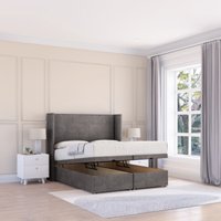 Devonshire Naples Fabric Ottoman Bed End Opening Sprung Memory Mattress & 54 Inch Floorstanding Headboard Wings Single