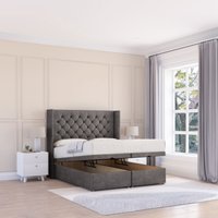 Dior Naples Fabric Ottoman Bed End Opening Sprung Memory Mattress & 54 Inch Floorstanding Headboard Wings Single