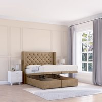 Dior Naples Fabric Ottoman Bed End Opening Sprung Memory Mattress & 54 Inch Floorstanding Headboard Wings Light King