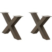 Berkfield Home Coffee Table Legs X-Shaped 2 pcs Natural Steel 70x(42-43) cm Steel in Brown