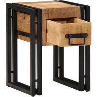 Berkfield Home End Table with Drawer Black 30x30x40 cm Solid Mango Wood in Brown | Size: 30 x 30 x 40 cm