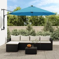 Berkfield Home Wall-mounted Parasol with LEDs Sea Blue 290cm