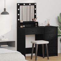 Berkfield Home Makeup Table with LED Lights - Black Oak, 50x41x135 cm | Size: 50 x 41 x 135 cm