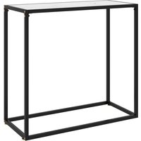 Berkfield Home Console Table White 80x35x75 cm Tempered Glass | Size: 80 x 35 x 75 cm
