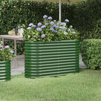 Berkfield Home Garden Raised Bed Powder-coated Steel 114x40x68 cm Green | Size: 114 x 40 x 68 cm