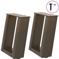 Berkfield Home Coffee Table Legs U-Shaped 2 pcs Natural Steel 30x(30-31) cm Steel in Brown