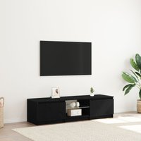 Berkfield Home TV Cabinet with LED Lights - Black Oak, 140x40x35.5 cm, Made from Engineered Wood | Size: 140x40x35.5 cm