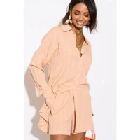 CY Women's Cotton Blend Duben Shirt & Shorts In Relaxed Fit Co-Ords Suits In Pink in Orange | Size: Medium/Large
