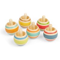Bigjigs Toys Spinning Tops - 6pcs Wooden Spinner Set